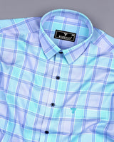 Opera Blue With Skyblue Twill Check Cotton Shirt