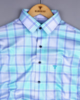 Opera Blue With Skyblue Twill Check Cotton Shirt