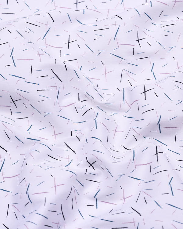 Denver White With Green And Pink Printed Satin Cotton Shirt