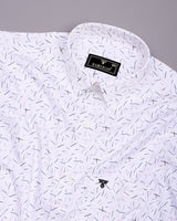 Denver White With Green And Pink Printed Satin Cotton Shirt