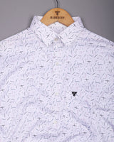 Denver White With Green And Pink Printed Satin Cotton Shirt