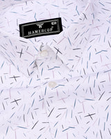 Denver White With Green And Pink Printed Satin Cotton Shirt