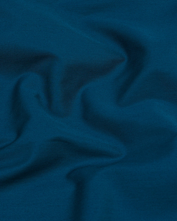 Peacock Blue Soft Touch Satin Designer Tuxedo Shirt