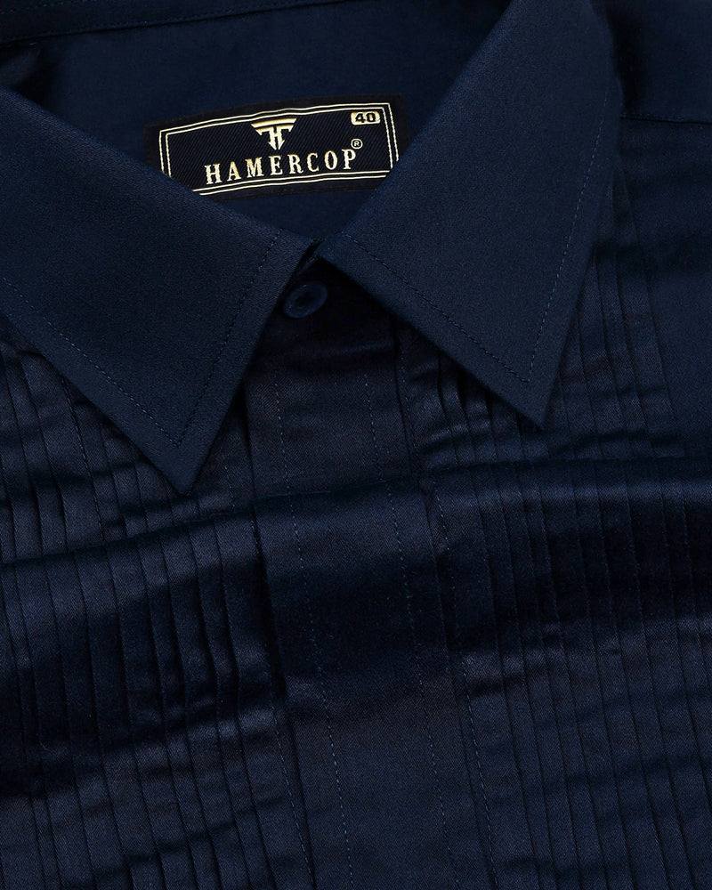 NavyBlue Soft Touch Satin Designer Tuxedo Shirt