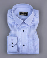 SkyBlue Soft Touch Satin Designer Tuxedo Shirt