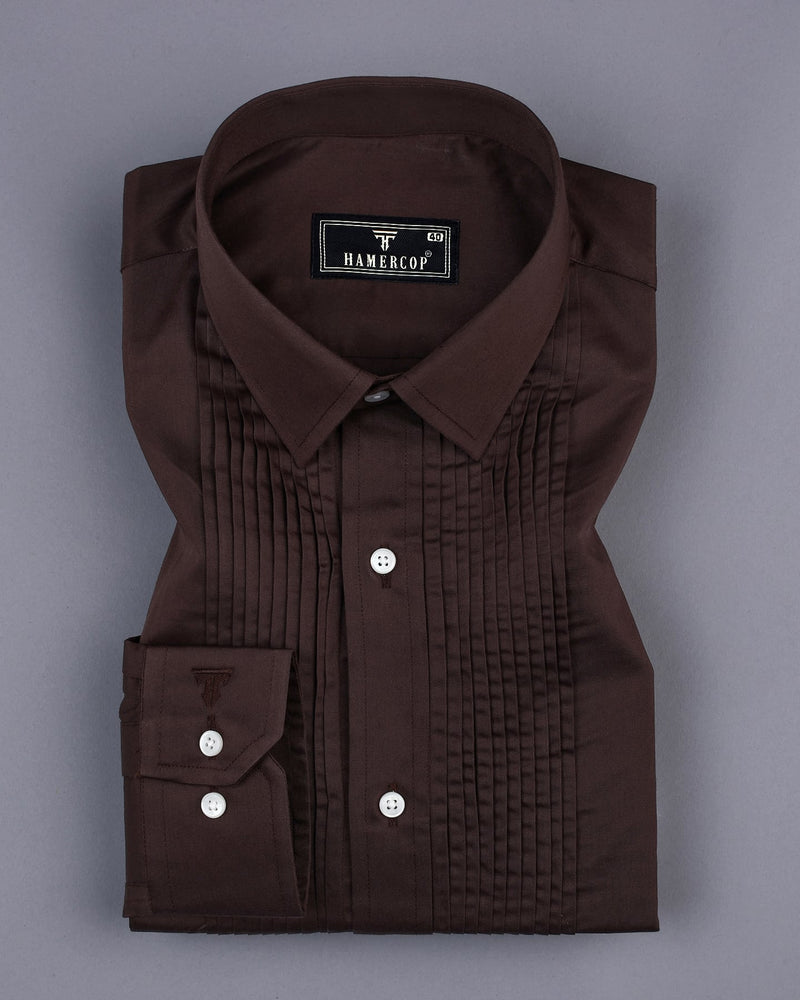 Chocolate Brown Soft Touch Satin Designer Tuxedo Shirt | Hamercop Chocolate Brown Soft Touch Satin Designer Tuxedo Shirt | Hamercop