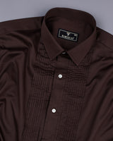 Chocolate Brown Soft Touch Satin Designer Tuxedo Shirt