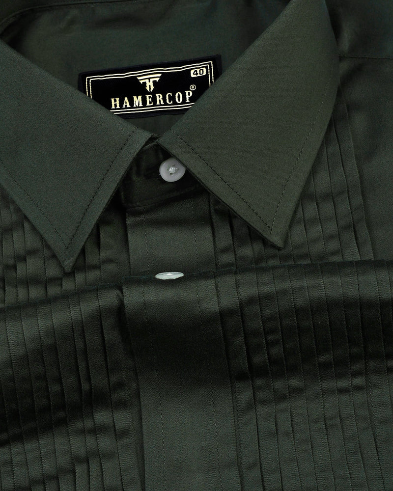 Pine Green Satin Designer Tuxedo Shirt Soft Touch Hamercop Pine Green Satin Designer Tuxedo Shirt Soft Touch Hamercop