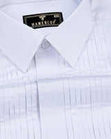 Bright White Soft Touch Satin Designer Tuxedo Shirt