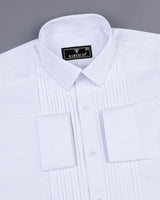 Bright White Soft Touch Satin Designer Tuxedo Shirt