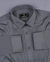 Charcoal Gray Soft Touch Satin Designer Tuxedo Shirt