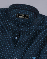 Navyblue With Skyblue Small Paisley Printed Dobby Cotton Shirt