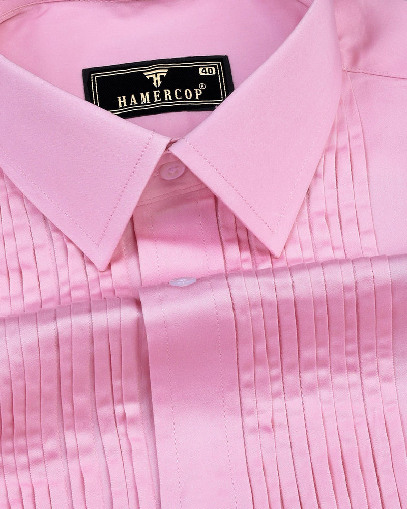 Light Pink Soft Touch Satin Designer Tuxedo Shirt