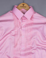 Light Pink Soft Touch Satin Designer Tuxedo Shirt