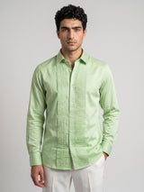 Pista Green Soft Touch Satin Designer Tuxedo Shirt