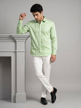 Pista Green Soft Touch Satin Designer Tuxedo Shirt