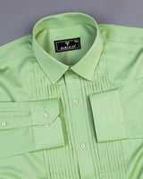 Pista Green Soft Touch Satin Designer Tuxedo Shirt