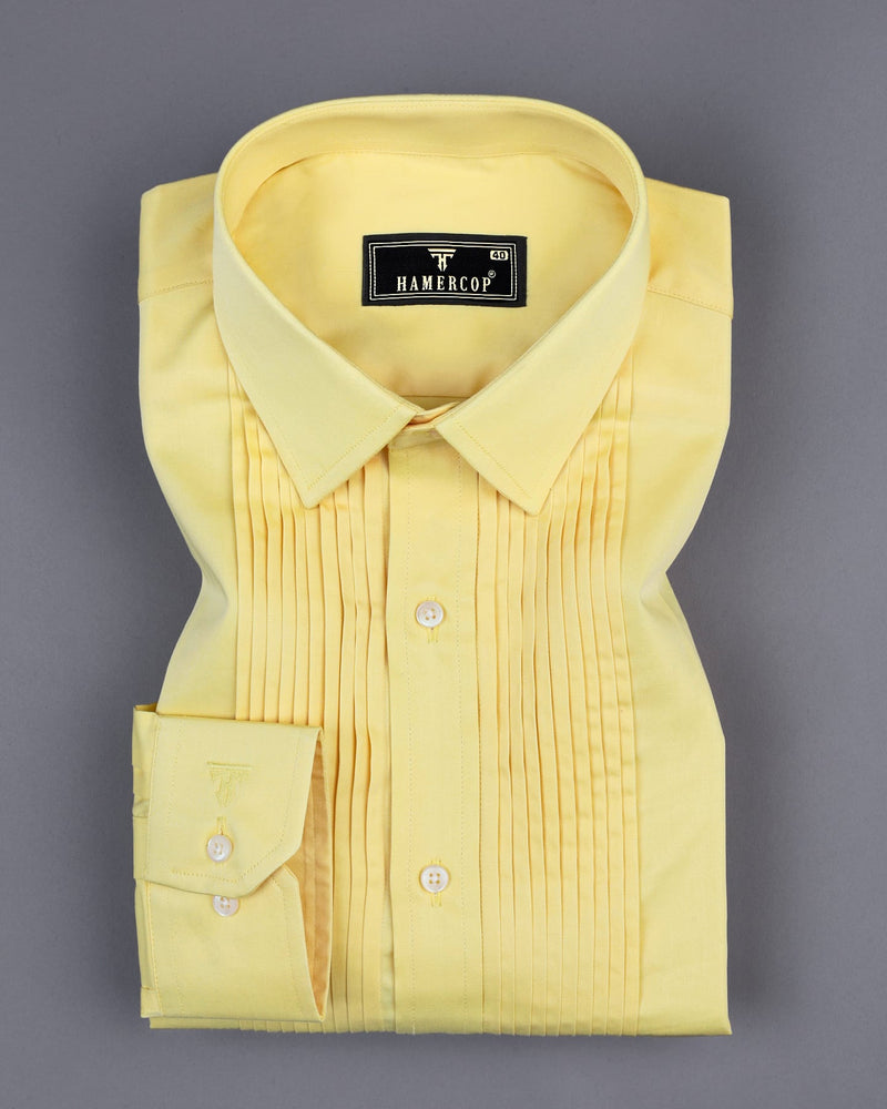 Lemon Yellow Soft Touch Satin Designer Tuxedo Shirt – Hamercop