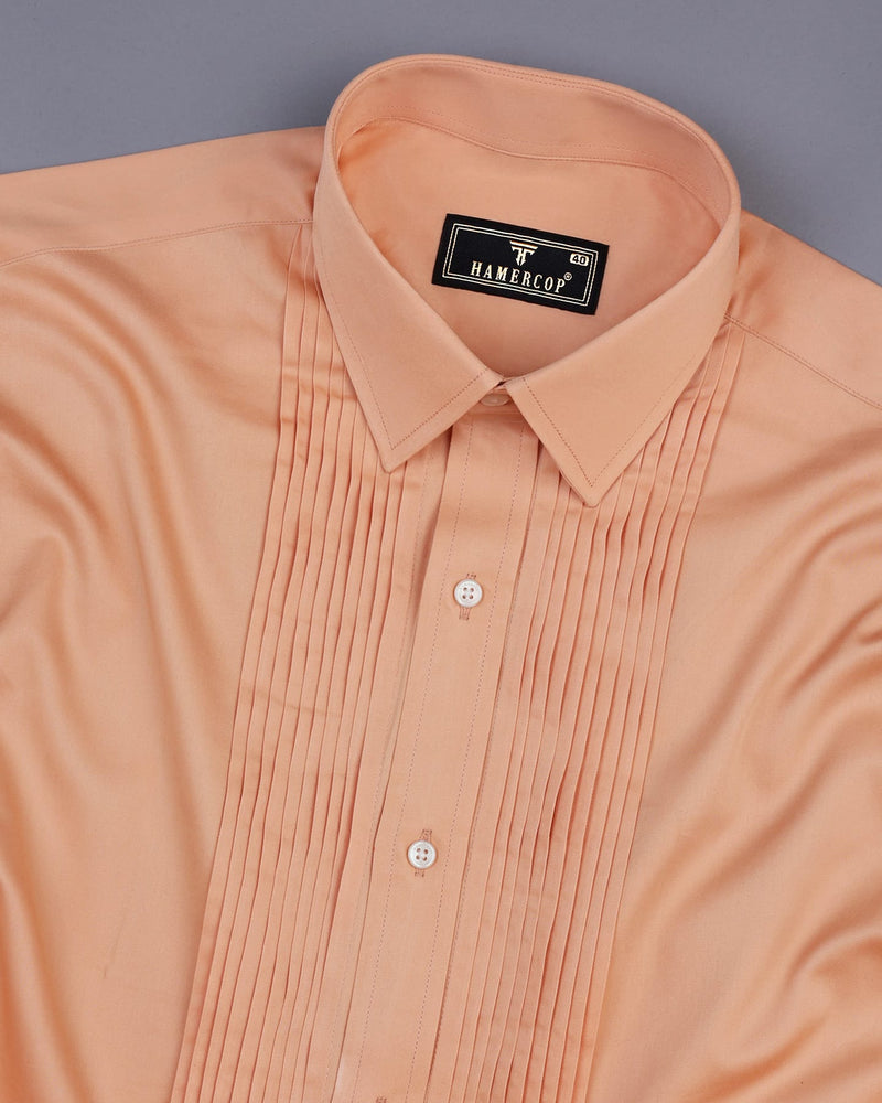 Pale Orange Soft Touch Satin Designer Tuxedo Shirt