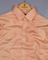 Pale Orange Soft Touch Satin Designer Tuxedo Shirt