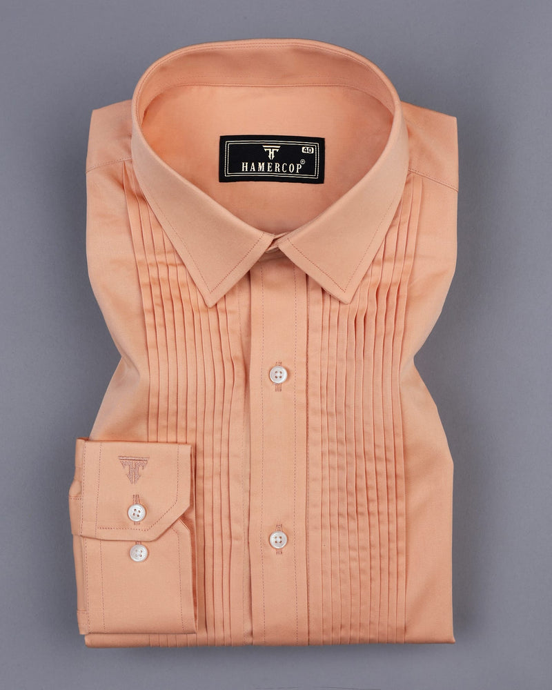 Pale Orange Soft Touch Satin Designer Tuxedo Shirt