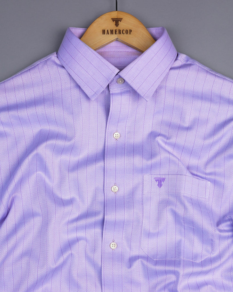 Pastel Purple Self Stripe Dobby Texture Cotton Shirt