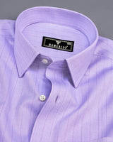 Pastel Purple Self Stripe Dobby Texture Cotton Shirt