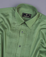 Fern Green Soft Touch Satin Designer Tuxedo Shirt
