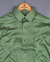 Fern Green Soft Touch Satin Designer Tuxedo Shirt