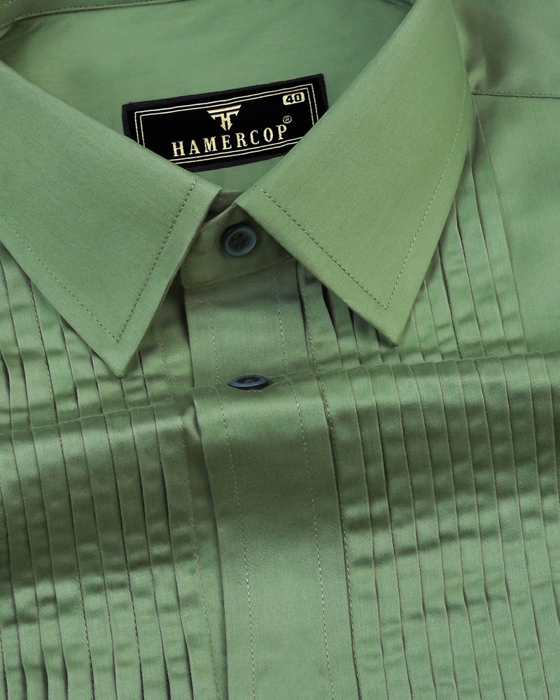 Fern Green Soft Touch Satin Designer Tuxedo Shirt Hamercop Fern Green Soft Touch Satin Designer Tuxedo Shirt Hamercop