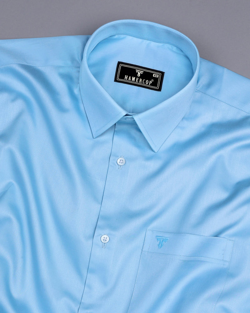 SkyBlue Soft Touch Satin Premium Cotton Shirt