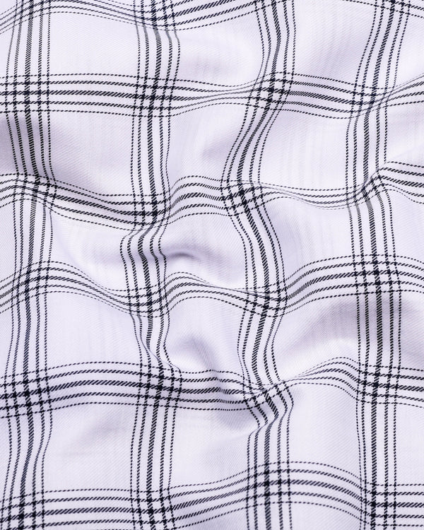White With Black Twill Check Soft Cotton Formal Shirt