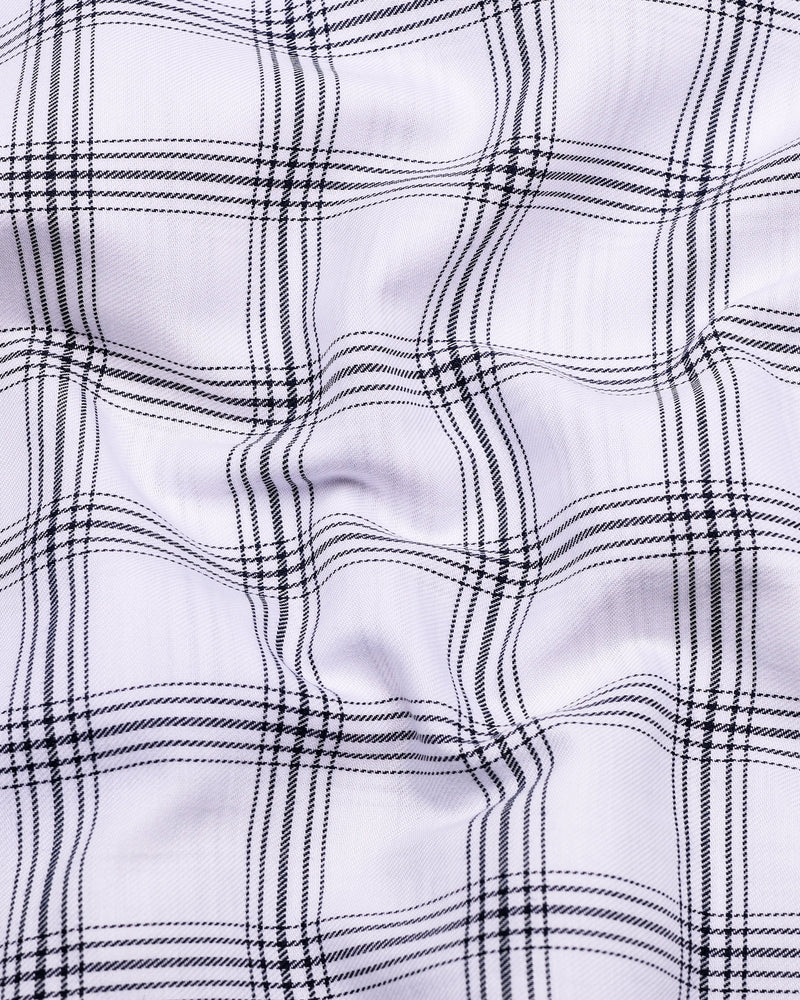 White With Black Twill Check Soft Cotton Formal Shirt