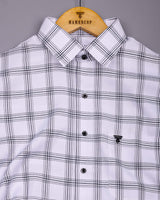 White With Black Twill Check Soft Cotton Formal Shirt