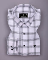 White With Black Twill Check Soft Cotton Formal Shirt