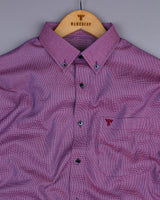 Blue With Red Houndstooth Dobby Cotton Shirt