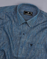 Dusty Blue Two Tone Shaded Solid Linen Shirt