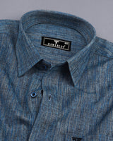 Dusty Blue Two Tone Shaded Solid Linen Shirt