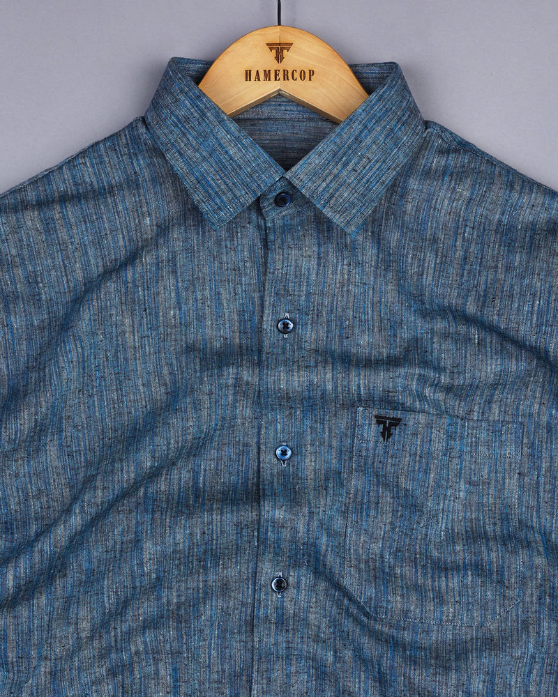 Dusty Blue Two Tone Shaded Solid Linen Shirt