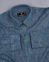 Dusty Blue Two Tone Shaded Solid Linen Shirt