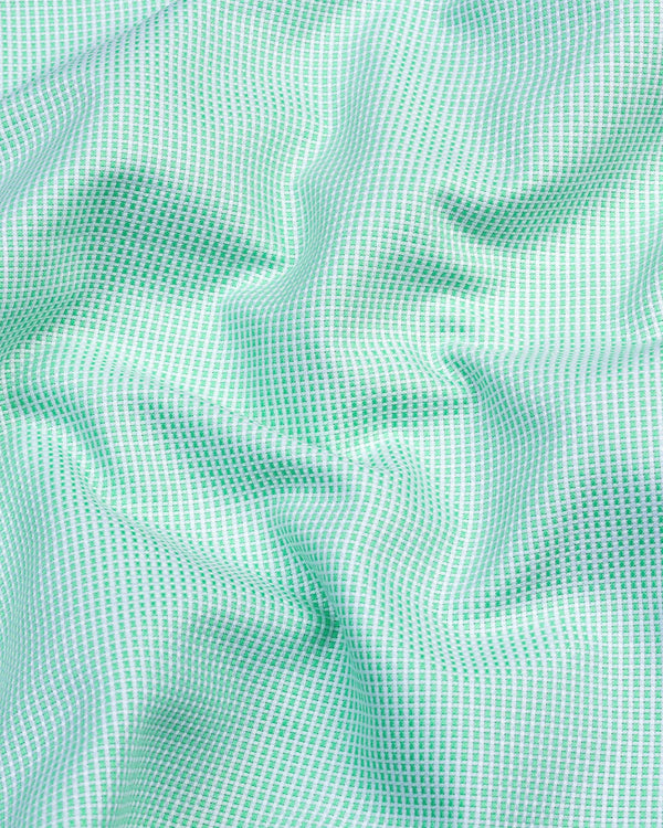 Celadon Green Small Dobby Square Check Cotton Shirt