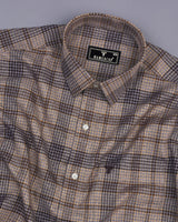 Pecan Brown With Cream Twill Check Cotton Shirt