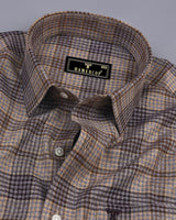 Pecan Brown With Cream Twill Check Cotton Shirt