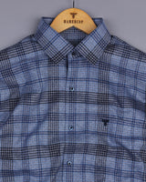 Pecan Blue Twill Check Cotton Shirt