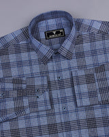 Pecan Blue Twill Check Cotton Shirt