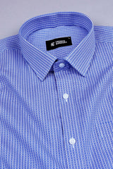 White with Royal blue square printed shirt