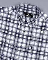 Chrom White With NavyBlue Check Oxford Cotton Formal Shirt