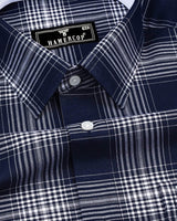 Avola NavyBlue With White Check Oxford Cotton Designer Shirt