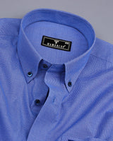 Sefton Blue Houndstooth Dobby Cotton Formal Shirt