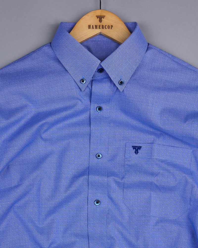 Sefton Blue Houndstooth Dobby Cotton Formal Shirt